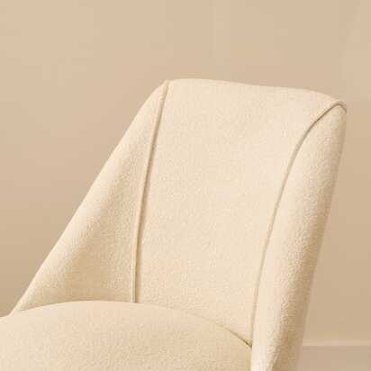 Freya Light Beige Boucle Bar Stool - Whitewash Legs