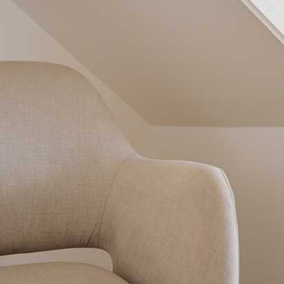 Parker Office Swivel Chair - Natural Beige with Black Metal Legs