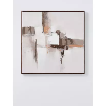 John Lewis 'Modern Luxe' Abstract Framed Canvas Print, 80 x 80cm, Mocha Mousse Brown | 80x80x3.5cm