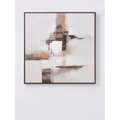 John Lewis 'Modern Luxe' Abstract Framed Canvas Print, 80 x 80cm, Mocha Mousse Brown | 80x80x3.5cm