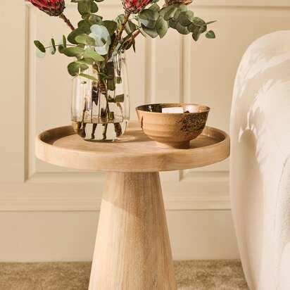 Rhiannon 45cm Round Side Table - Whitewash Oak