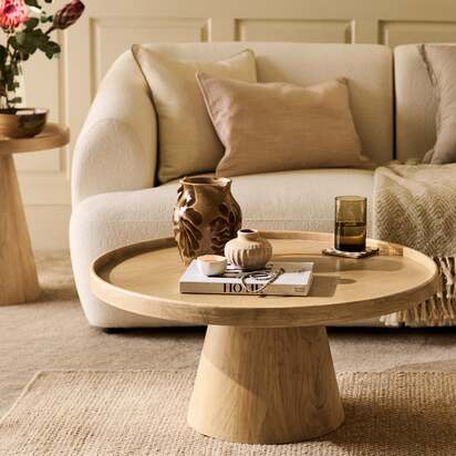 Rhiannon 75cm Round Whitewash Oak Coffee Table
