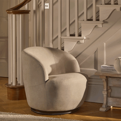 Sawyer 68cm Swivel Armchair - Soft Beige