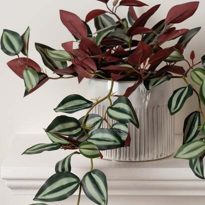 Artificial Violet Trailing Plant in Black Plant Pot