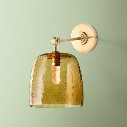 Elbow wall fitting IP44 in antique brass