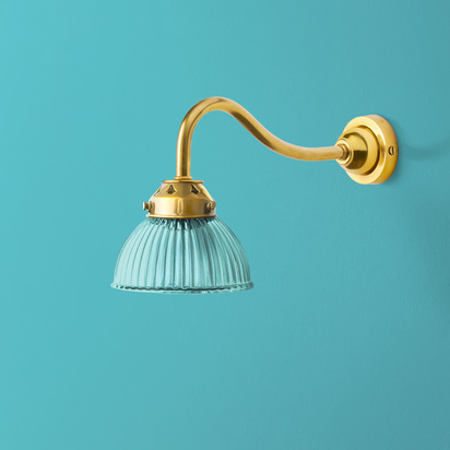 IP44 Swan neck wall fitting in antique brass