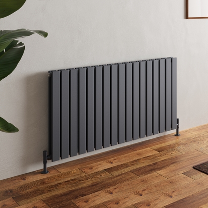 Toasty Radiance Anthracite Flat Double Panel Horizontal Radiator - 600 x 1190mm