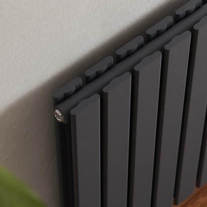 Toasty Radiance Anthracite Flat Double Panel Horizontal Radiator - 600 x 1190mm