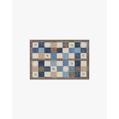 Stonefruit Blue Flatwoven Rug - 60 x 90 cm - Rug + Cushioned Pad System