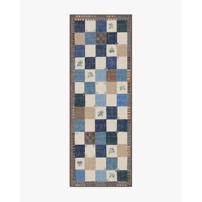 Stonefruit Blue Flatwoven Rug - 75 x 215 cm - Rug + Pad System