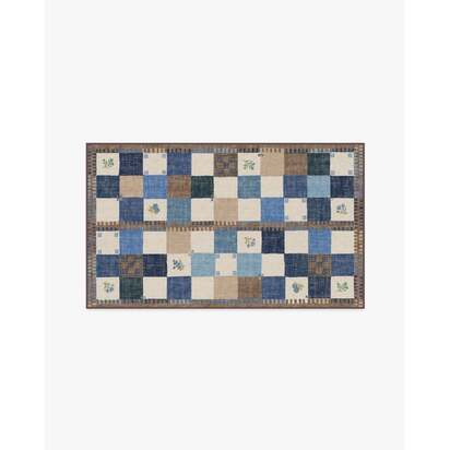 Stonefruit Blue Flatwoven Rug - 90 x 150 cm - Rug + Pad System