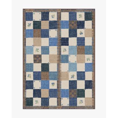 Stonefruit Blue Flatwoven Rug - 150 x 215 cm - Rug + Pad System