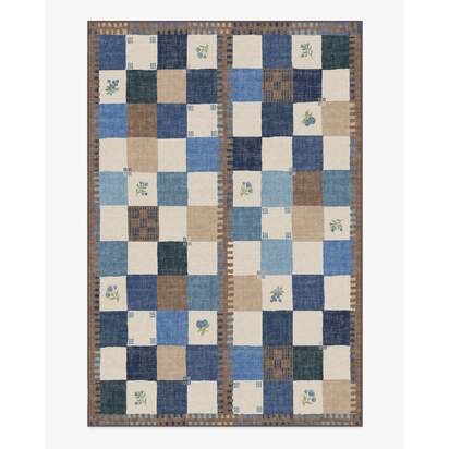 Stonefruit Blue Flatwoven Rug - 185 x 275 cm - Rug + Pad System
