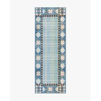Rowley Blue Flatwoven Rug - 75 x 215 cm - Rug + Cushioned Pad System
