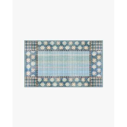 Rowley Blue Flatwoven Rug - 90 x 150 cm - Rug + Cushioned Pad System