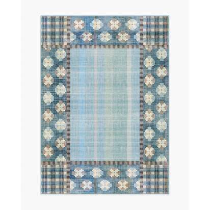 Rowley Blue Flatwoven Rug - 150 x 215 cm - Rug + Cushioned Pad System