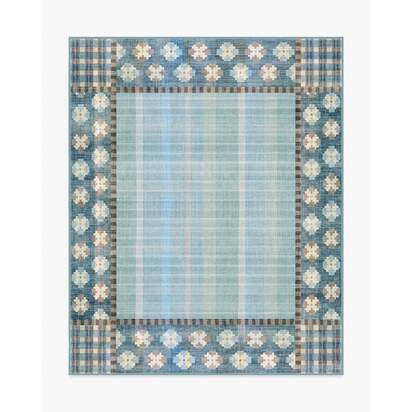 Rowley Blue Flatwoven Rug - 245 x 305 cm - Rug + Cushioned Pad System