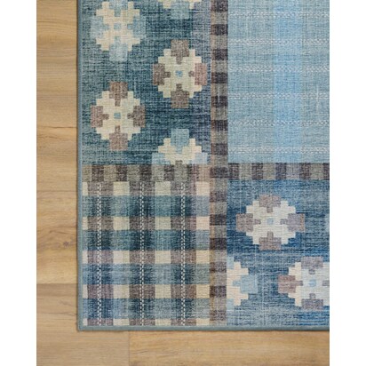 Rowley Blue Flatwoven Rug - 275 x 365 cm - Rug + Cushioned Pad System