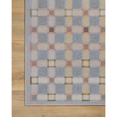Maja Stone Blue Multicolour Flatwoven Rug - 185 x 275 cm - Rug + Cushioned Pad System