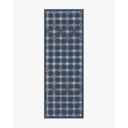 Maja Navy Multicolour Flatwoven Rug - 75 x 215 cm - Rug + Cushioned Pad System