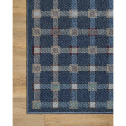 Maja Navy Multicolour Flatwoven Rug - 75 x 215 cm - Rug + Cushioned Pad System