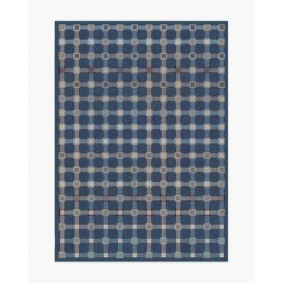 Maja Navy Multicolour Flatwoven Rug - 150 x 215 cm - Rug + Cushioned Pad System