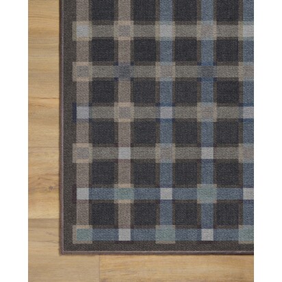 Maja Charcoal Multicolour Flatwoven Rug - 75 x 215 cm - Rug + Pad System