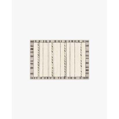 Hemma Cream & Charcoal Flatwoven Rug - 60 x 90 cm - Rug + Cushioned Pad System