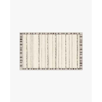 Hemma Cream & Charcoal Flatwoven Rug - 90 x 150 cm - Rug + Cushioned Pad System
