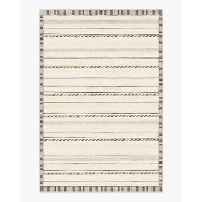Hemma Cream & Charcoal Flatwoven Rug - 200 x 290 cm - Rug + Cushioned Pad System