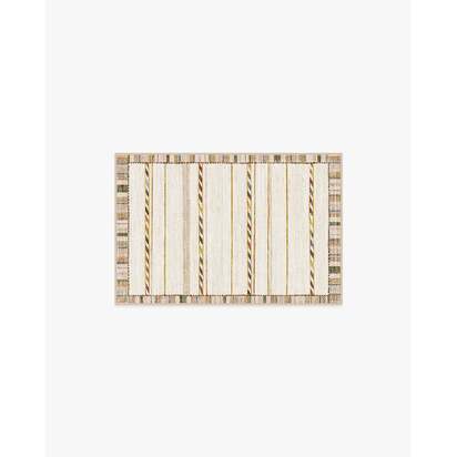 Hemma Cream & Brown Flatwoven Rug - 60 x 90 cm - Rug + Pad System