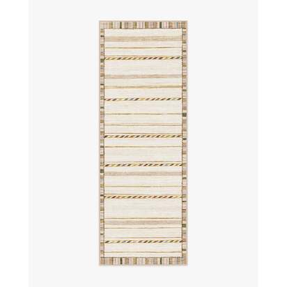 Hemma Cream & Brown Flatwoven Rug - 75 x 215 cm - Rug + Cushioned Pad System