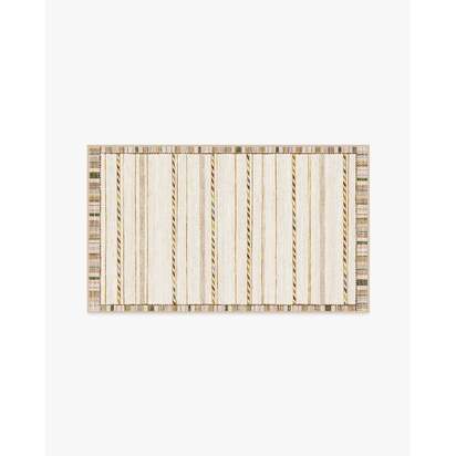 Hemma Cream & Brown Flatwoven Rug - 90 x 150 cm - Rug + Pad System