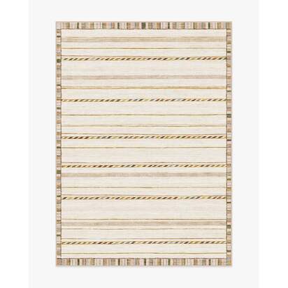 Hemma Cream & Brown Flatwoven Rug - 150 x 215 cm - Rug + Cushioned Pad System
