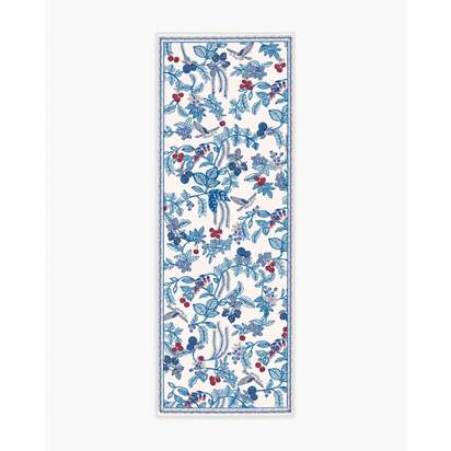 Heidi Blue & Cherry Flatwoven Rug - 75 x 215 cm - Rug + Cushioned Pad System