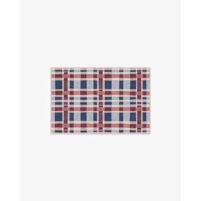 Finn Red & Blue Flatwoven Rug - 60 x 90 cm - Rug + Cushioned Pad System