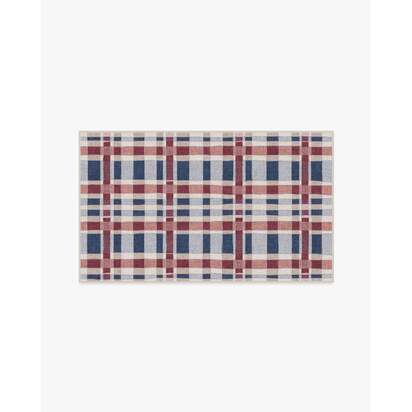 Finn Red & Blue Flatwoven Rug - 90 x 150 cm - Rug + Pad System