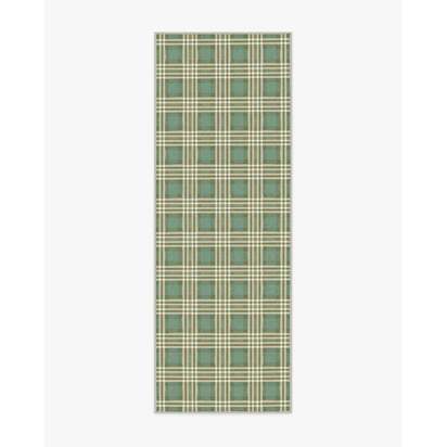 Birke Green Flatwoven Rug - 75 x 215 cm - Rug + Cushioned Pad System