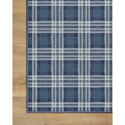 Birke Blue Flatwoven Rug - 75 x 215 cm - Rug + Cushioned Pad System