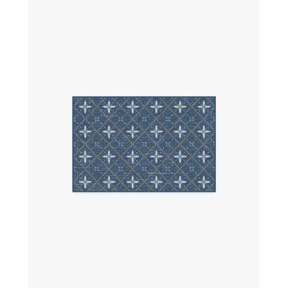 Alva Navy Flatwoven Rug - 60 x 90 cm - Rug + Pad System
