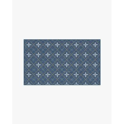Alva Navy Flatwoven Rug - 90 x 150 cm - Rug + Pad System