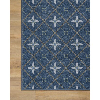 Alva Navy Flatwoven Rug - 245 x 305 cm - Rug + Cushioned Pad System