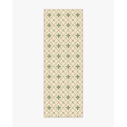 Alva Natural & Sage Flatwoven Rug - 75 x 215 cm - Rug + Cushioned Pad System