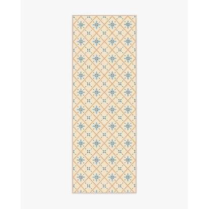 Alva Ivory & Slate Blue Flatwoven Rug - 75 x 215 cm - Rug + Pad System
