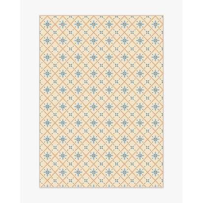 Alva Ivory & Slate Blue Flatwoven Rug - 150 x 215 cm - Rug + Cushioned Pad System