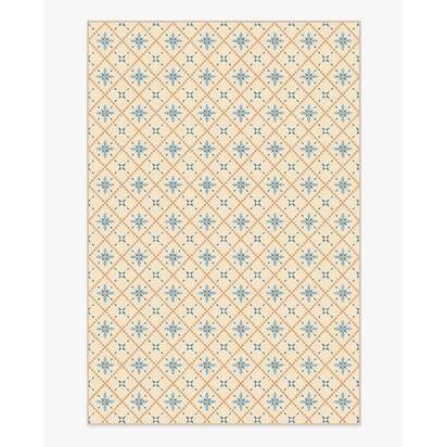 Alva Ivory & Slate Blue Flatwoven Rug - 185 x 275 cm - Rug + Pad System