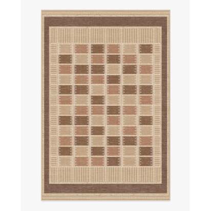 Agnes Warm Brown Flatwoven Rug - 185 x 275 cm - Rug + Cushioned Pad System