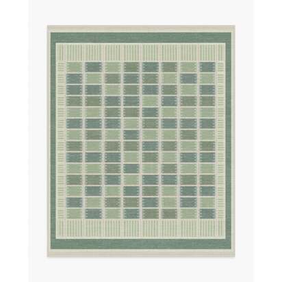 Agnes Green Flatwoven Rug - 245 x 305 cm - Rug + Cushioned Pad System