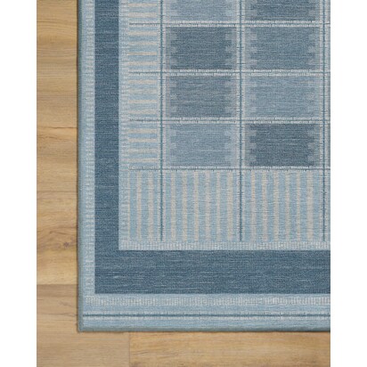 Agnes Blue Flatwoven Rug - 60 x 90 cm - Rug + Cushioned Pad System