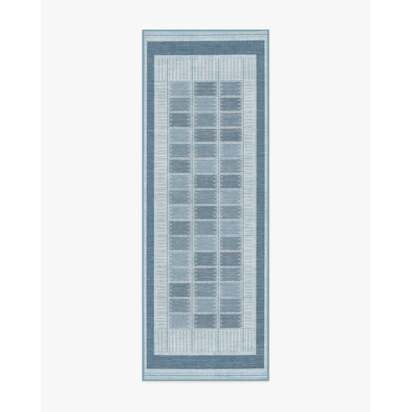 Agnes Blue Flatwoven Rug - 75 x 215 cm - Rug + Pad System